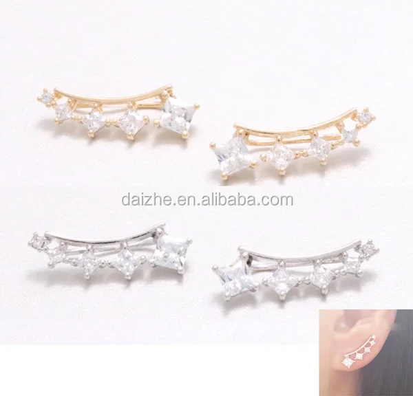 2017 fashion various color women girl jewelry micro pave 12mm mini silver cz huggie hoop earring
