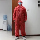 Red hooded disposable coverall antistatic Workwear suit