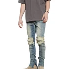OEM new style ripped pent style stock dropshipping men biker skinny jeans
