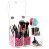High Quality Acrylic Makeup Organizer with 2 Makeup Brush Holder and 3 Drawers Dustproof Storage Box Made In China