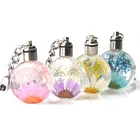 New led keychain promotional dried flower crystal led key chain