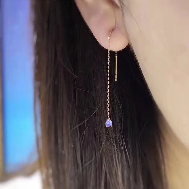 ANI 18k Yellow Gold Women Tanzanite Dangle Earrings 0.35 ct Pear Cut Tanzanite Drop Earrings Bridal Wedding Brincos Jewelry ANI 18k Yellow Gold Women Tanzanite Dangle Earrings 0.35 ct Pear Cut Tanzanite Drop Earrings Bridal Wedding Brincos Jewelry