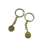 Gemini keychain Round metal retro copper Key Ring Chains Tags Jewelry Findings Clasps Buckles keychains