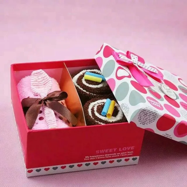 cute promotion100 cotton christmas cake towel set in gift box