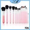 Cheap makeup brush set 15pcs, synthetic hair make up brushes pink/black in stock