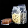 Factory supply clear heat seal zipper snack nuts juice packaging resealable flat bottom food pouch Christmas biscuit plastic bag