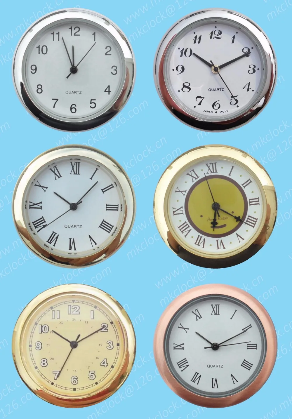 35mm round edge bezel gold plating metal clock insert clock fit ups