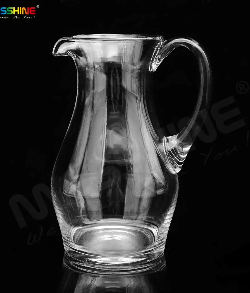 Manufacturer Wholesale Elegant Juice Jug Jar Water Glass Jar With Handle Big Belly High Quality