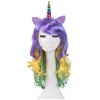 Synthetic Wigs Unicorn Pony Rainbow Cosplay Party Long Curly Wigs For Women