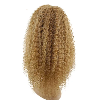 Natural Hairline Honey Blonde Color Wavy Mongolian Kinky Curly Hair