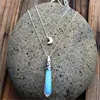 Moon Goddess two Layer Necklace Opalite Moonstone Necklace Moon Star Opalite Crystal Necklace Silver