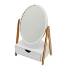 Framed Mirror China Modern Plastic Framed Double Side Oval Vanity Makeup Mirror With Organizer Drawer