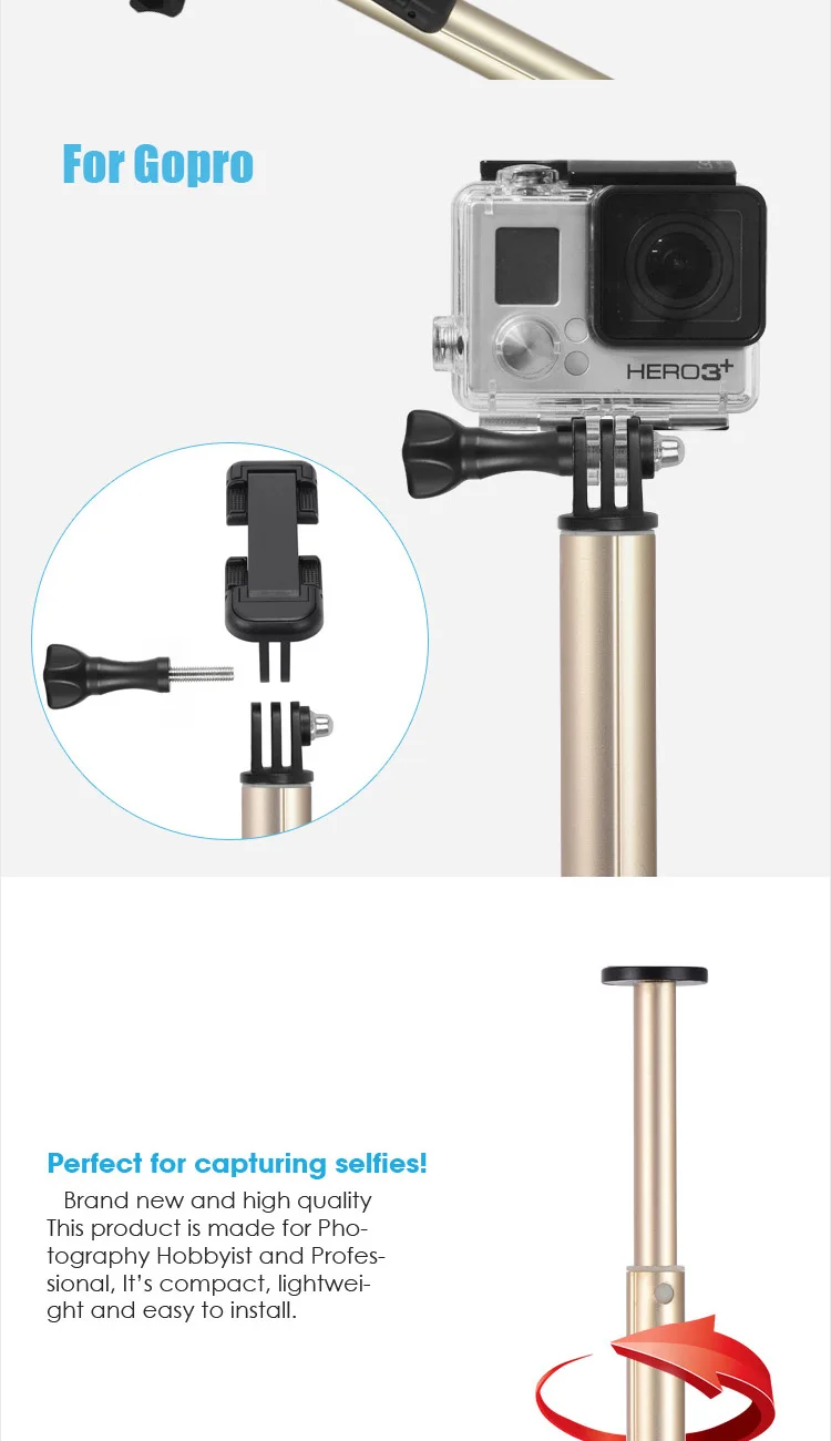 wireless mobile phone selfie stick for IOS monopod