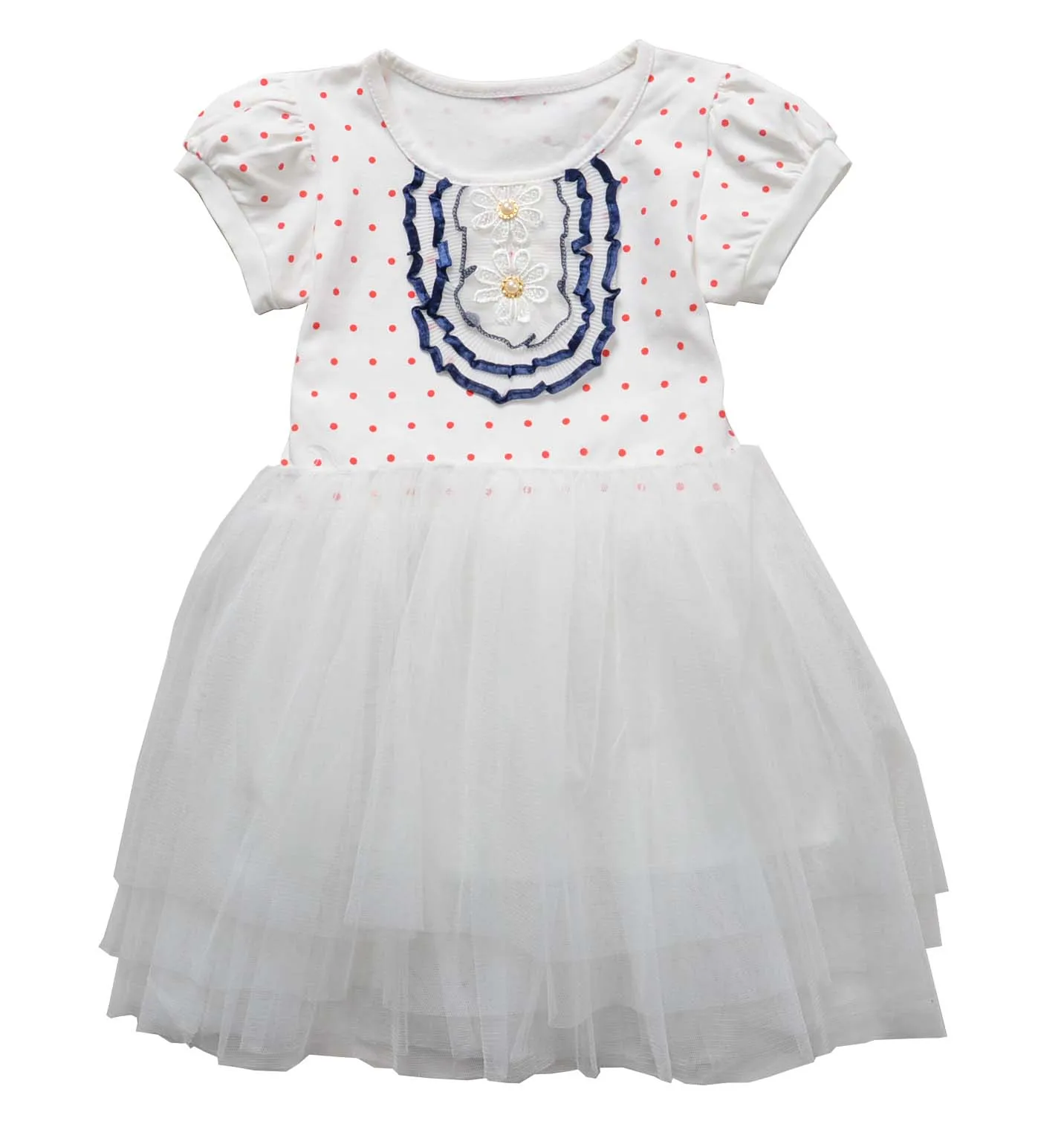 TOKTIC children clothing kids girl summer cute dress children girl short sleeve dot cotton princess dress 3colour fits 2-5 year