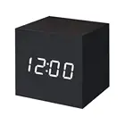 Hot Sale Home Decor Sound Control Cube USB Charger LED Digital Wooden Alarm Clock With Calendar