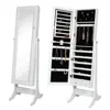 Lockable jewelry standing cabinet armoire with mirror led light