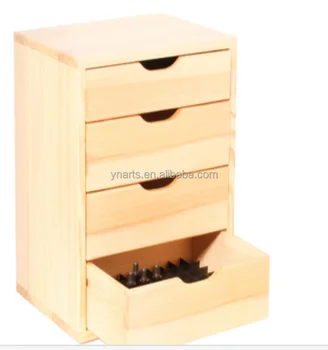 Wooden Desktop Organizer Storage Wooden Cabinet With 4 Drawers
