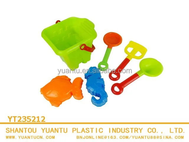 6pcs sand water beach toys bucket & spades & tools set