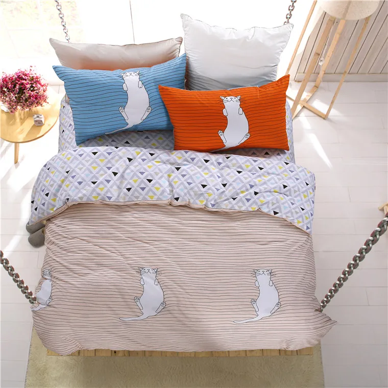 Projeto do cavalo da cama conjuntos de folhas de algodão egípcio conjuntos de folhas de cama para crianças cama dos desenhos animados do gato raia