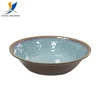 Retro customized water color plastic melamine food bowl with ceramic color edge
