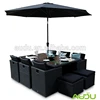 Audu Cube Furniture,Black Rattan Cube Furniture With Umbrella