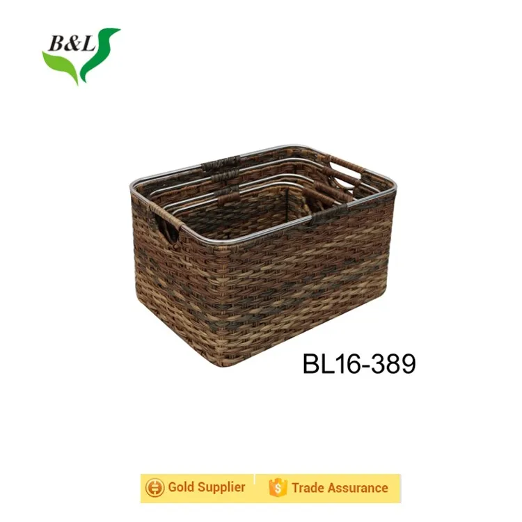 aquatic plants woven rectangular storage basket