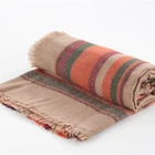 Women Winter Stripe Printed Shawl Pashmina Scarf