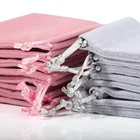 DIGU Wholesale customized high end gift jewelry pouch bags drawstring velvet pink jewelry bag