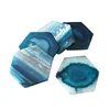 Wholesale 80mm hexagon natural blue agate slices drinks coasters for table decoration