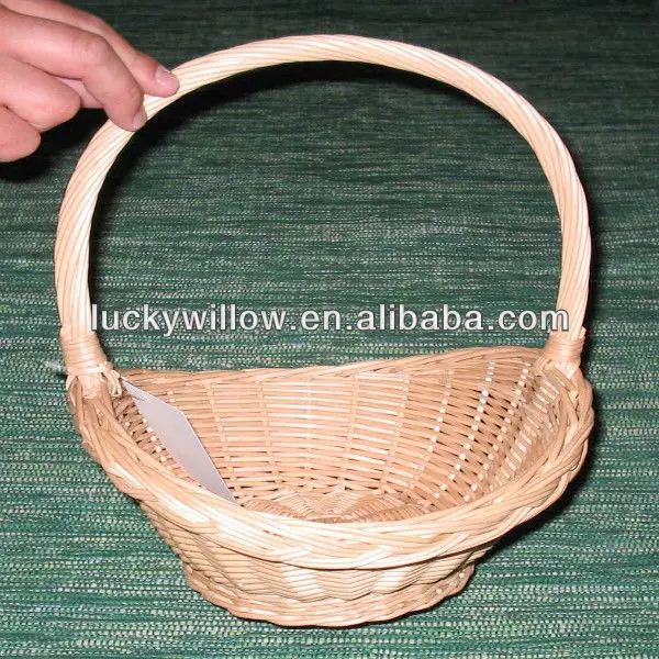 natural woven wicker flower gift basket with handle & wicker