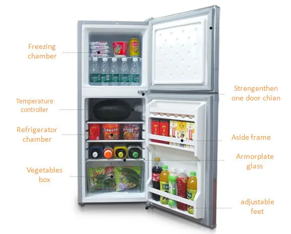 Solar Fridge Refrigerator freezer for 24h DC 12v 24v 159L 145L 118L 50L Double door 0.46kwh for with solar panel and battery
