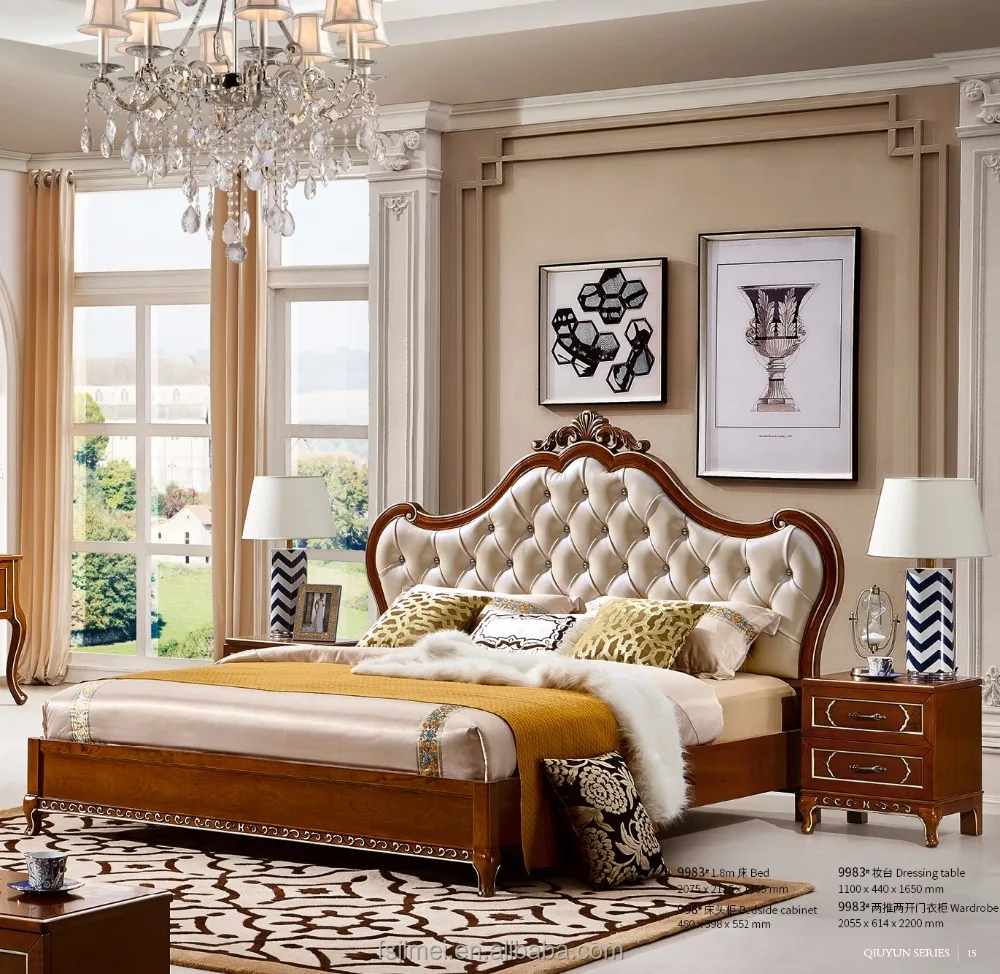 Di colore marrone solido intaglio del legno elegante camera da letto mobili