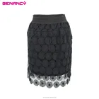 Guangdong OEM Wholesale Elegant Ladies Short Black Lace Skirt