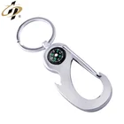 Hot products custom zinc alloy metal silver compass keychain