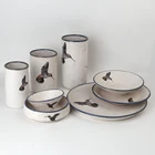 Antique Rustic Retro Old Ceramic Stoneware Dolomite Table Dinner Ware Sets