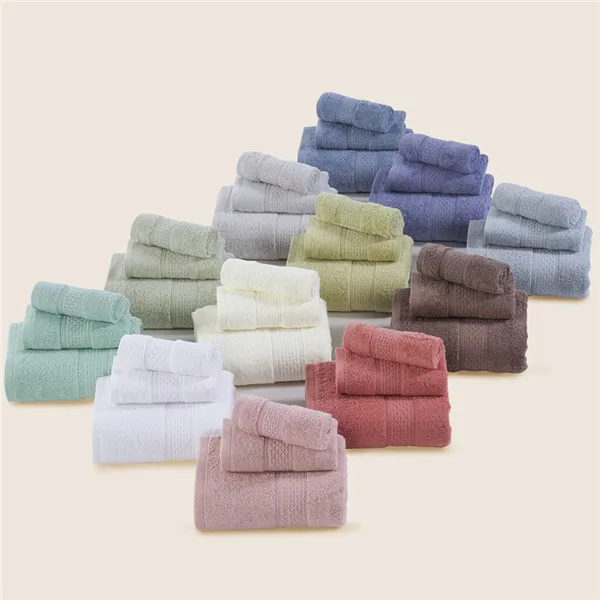 100% Cotton Pure color 3 Pcs Towel Sets Bath Towels for Adults Luury Brand High Quality Soft Face Towels Variety of colors