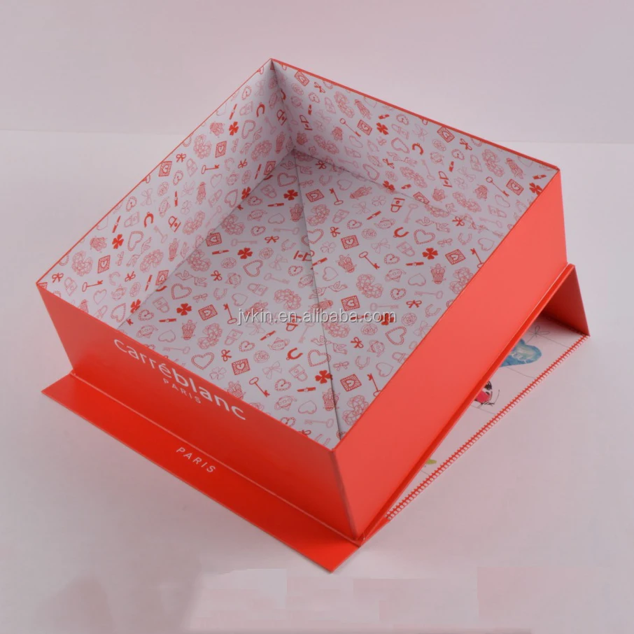 christmas new folding gift box custom wine red rectangular box