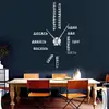 Russian Numbers DIY Giant Wall Clock Foreign Language 3D Clock Wall Sticker Wall Mounted Modern Design Large House Clock