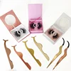 wholesale custom 3d eyelash packaging own brand lash extensions strip eyelashes tweezers 5d mink 25mm long eyelashes