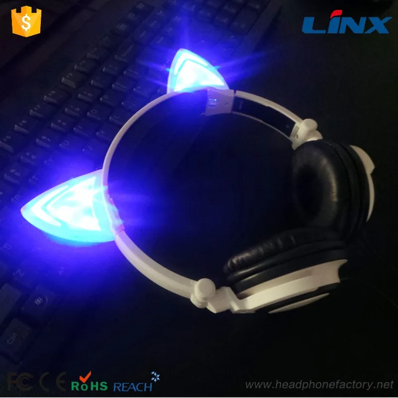 Auriculares Con Cable Estéreo Con Orejas De Gato Brillante Led Sin Micrófono Buy Auriculares 5521