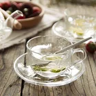 150ml clear strawberry embossed glass tea cups saucers for /coffee/ kotto glass cup