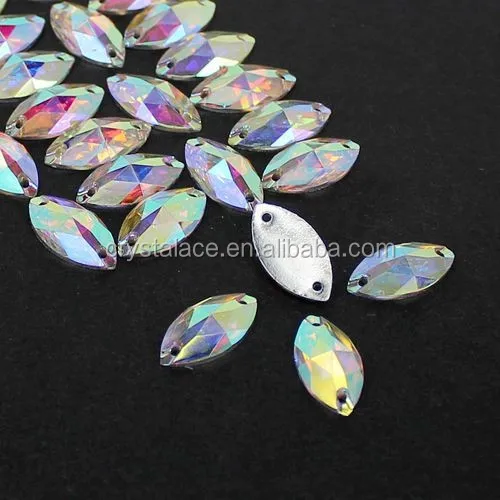 Resin material sew-on rhinestone marquise shape Crystal AB
