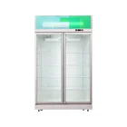 Double doors Supermarket Vertical Chiller Drinks Cooler Glass Door Fruit Display Refrigerator
