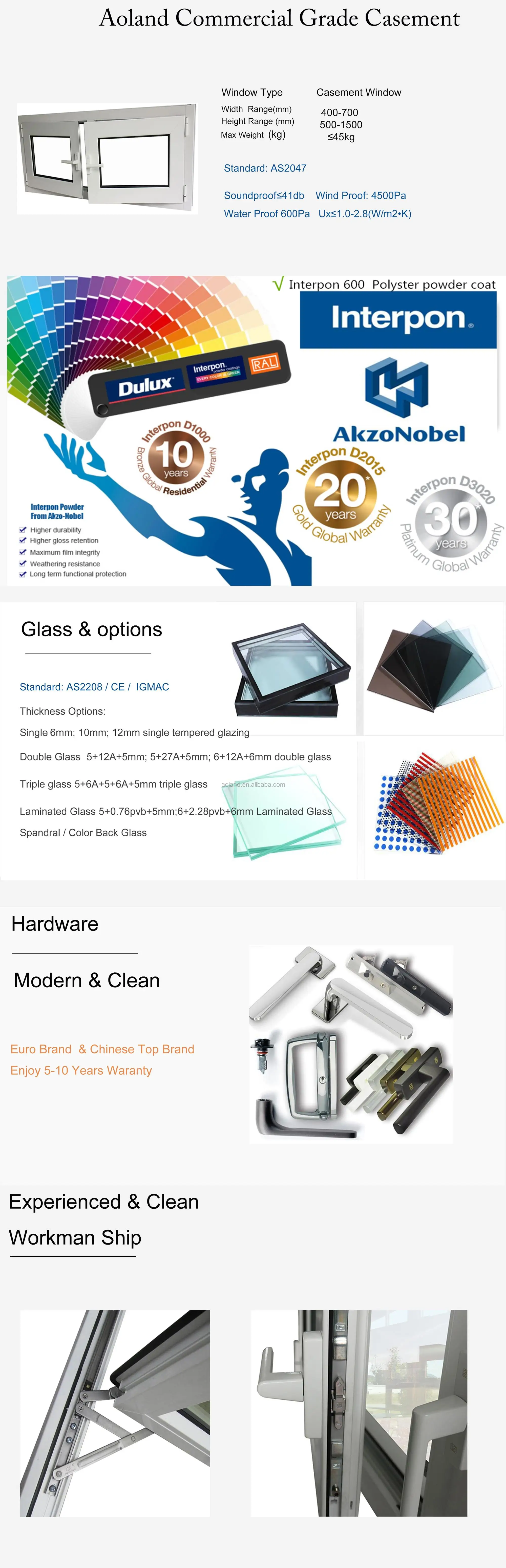 Aluminium double glazed casement windows with AS 2047