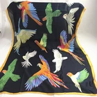 Women silk long scarf with birds print