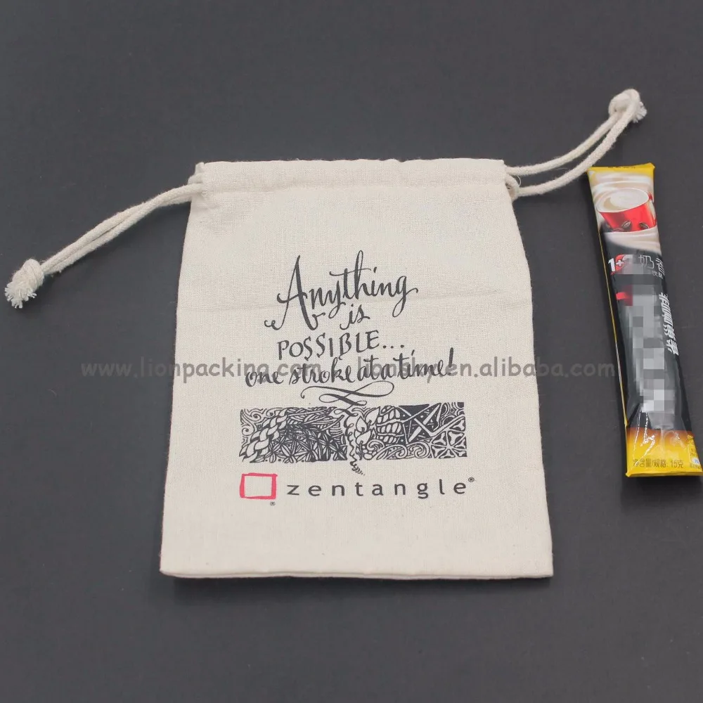 drawstring durable natural cotton beans bag cocoa pouch