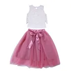 wholesale baby clothes two piece girl tutu skirt and crop top set