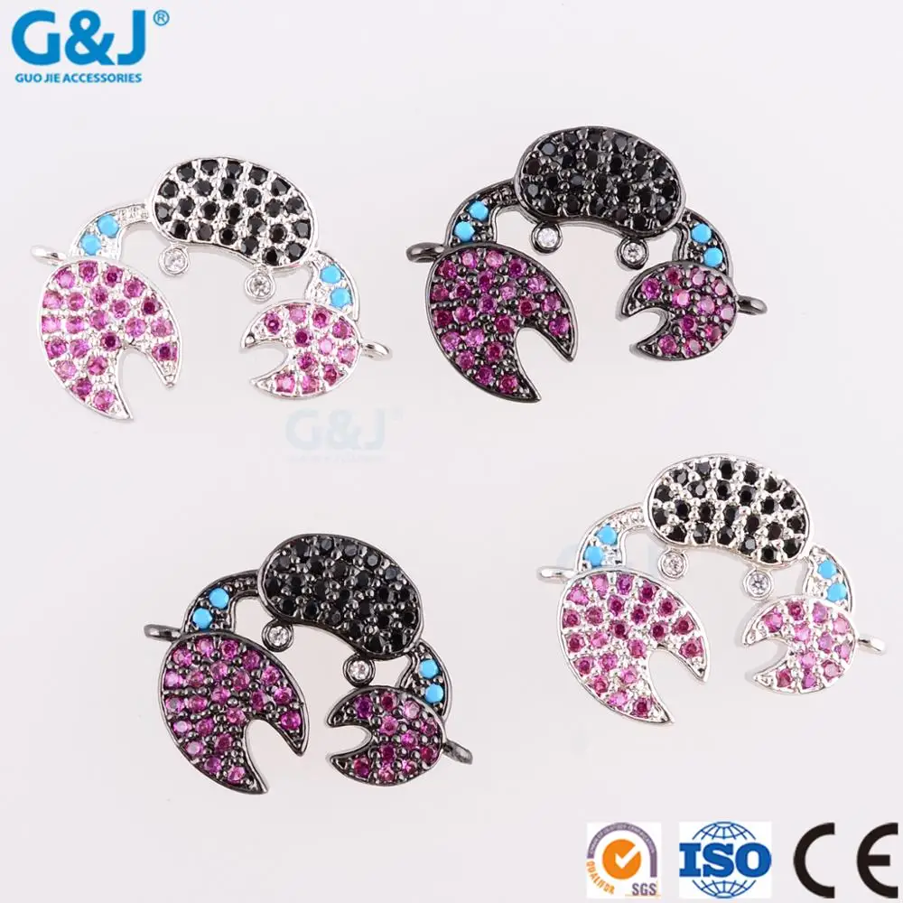 Guojie brand wholesale fashion crab jewelry charm pendant cubic zirconia loose beads crystal pendant