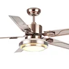 Decoration Home Air Conditioning Stainless Steel Blade Iron Acrylic Lamp Ceiling Fan With LED Light