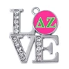 Fashion Love Hearts Teardrop Square Round Shape Sticker Delta Zeta Greek Sorority Charms Group Pendant Jewelry